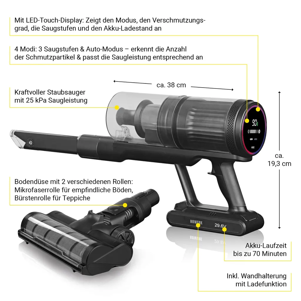 Akku Staubsauger Handstaubsauger Kabellos Beutellos Akkusauger Wandladestation 5 Akku Staubsauger Handstaubsauger Kabellos Beutellos Akkusauger Wandladestation – Bild 3