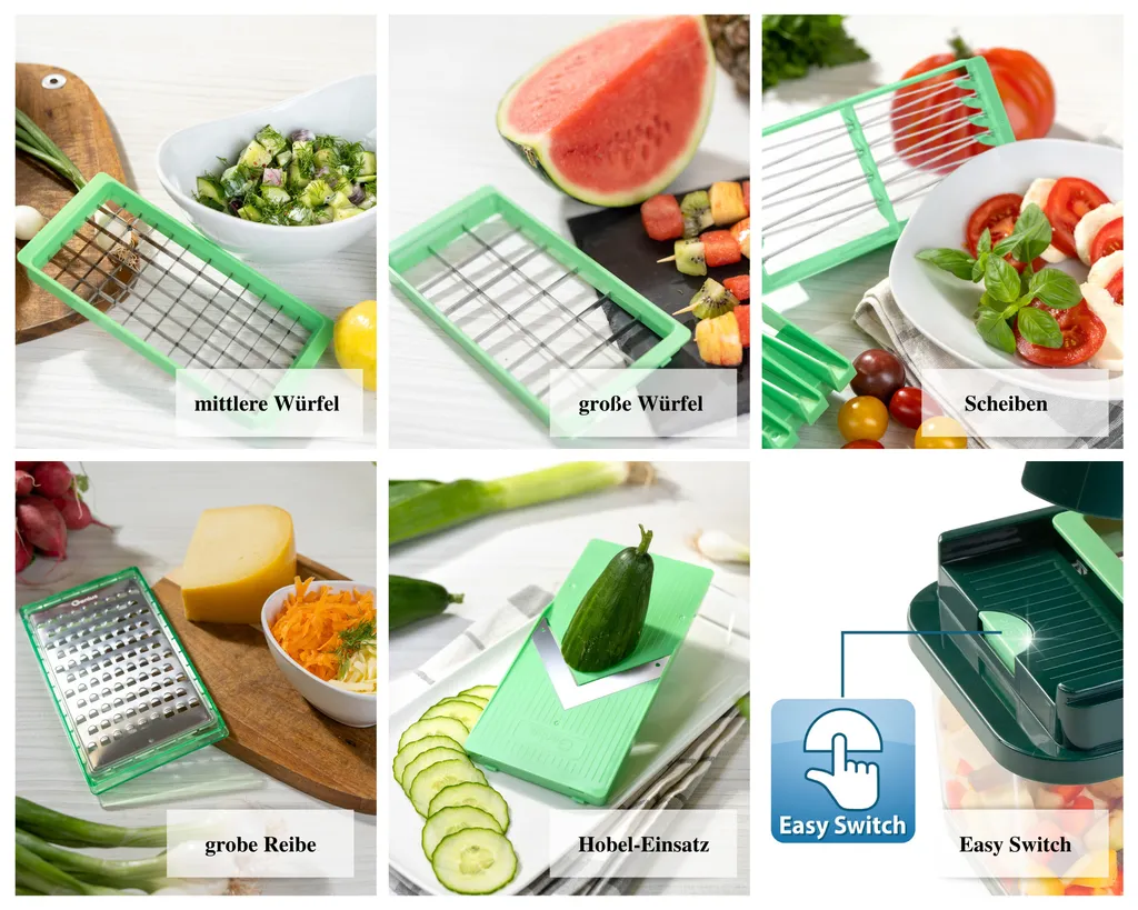 Genius Nicer Dicer Exclusive Gemüseschneider 15tlg Mit 6 Einsätzen + Rezeptheft; A34286 5 Genius Nicer Dicer Exclusive Gemüseschneider 15tlg Mit 6 Einsätzen + Rezeptheft; A34286 – Bild 3