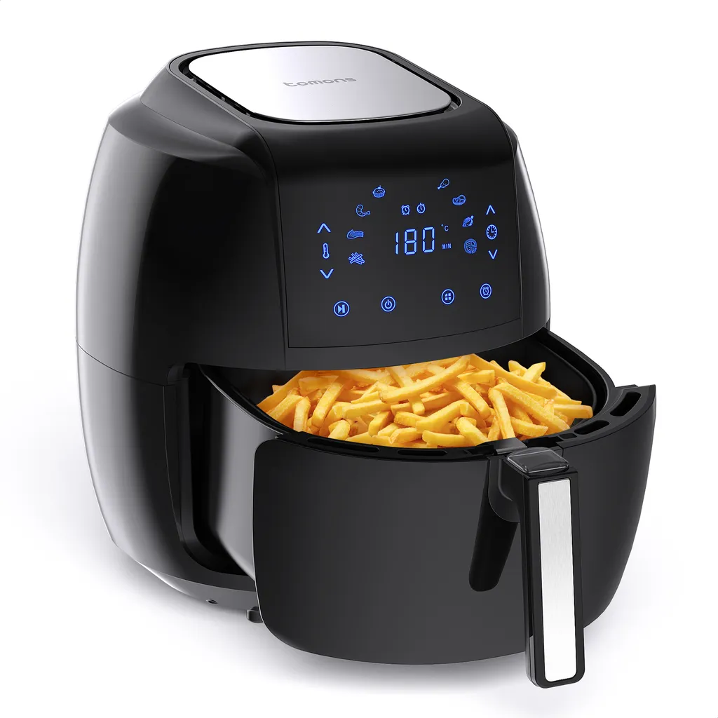 Tomons Heißluftfritteuse XXL 5,5 L Elektrofritteuse, 1800W, Airfryer Ohne Fett Und Öl, Friteuse Heißluft Mit 8 Voreinstellungen, Alarmtimer, Digitales Touch-Display, Frittierkorb Und Rezeptheft 3 Tomons Heißluftfritteuse XXL 5,5 L Elektrofritteuse, 1800W, Airfryer Ohne Fett Und Öl, Friteuse Heißluft Mit 8 Voreinstellungen, Alarmtimer, Digitales Touch-Display, Frittierkorb Und Rezeptheft