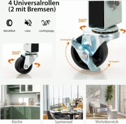 COSTWAY Küchenwagen Mit Tablett, Regalen Und 3 Großen Schubladen, Küchenschrank Rollbar, Kücheninsel Aus Kautschukholz, Servierwagen 67 X 37 X 82,5 Cm (Schwarz) -Kaufland Verkäufe 5a958a06dc7a1f96d45440fc2a88a66f