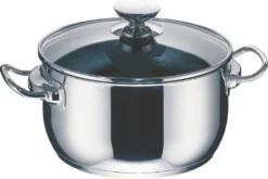 Berndes Injoy Special Edition Kochtopf Mit Glasdeckel, Topf Mit Deckel, Antihaftversiegelung, Edelstahl, Silber / Schwarz, Ø 20 Cm, 063241