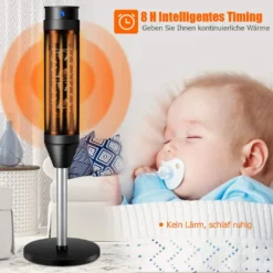 COSTWAY Heizlüfter, 1,2KW/2KW, Elektroheizung, Heizgerät Mit Thermostat & 3 Modi, 40° Oszillation, 10 - 49℃, Schnellerhitzung, Inkl. 8H Timer, LED, 28x28x85cm, Schwarz -Kaufland Verkäufe 5b292b115f51bb9585178581f6c89f8c