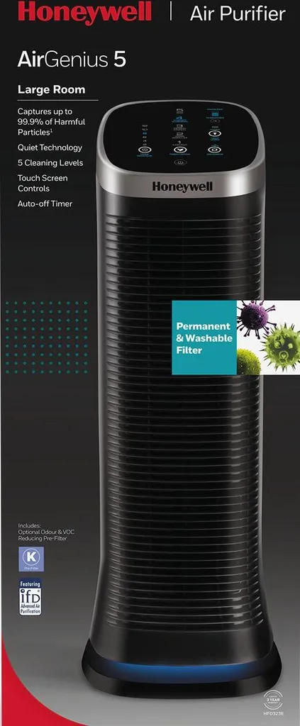 HONEYWELL AirGenius 5 Luftreiniger Schwarz (58 Watt, Raumgröße: 112 M3, IfD) 9 HONEYWELL AirGenius 5 Luftreiniger Schwarz (58 Watt, Raumgröße: 112 M3, IfD) – Bild 7
