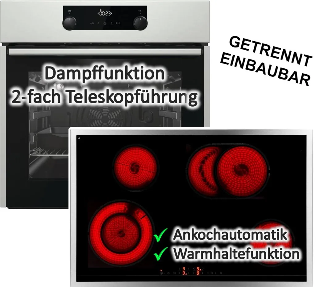 HERDSET Gorenje Einbaubackofen Mit Glaskeramikkochfeld - Autark, 80 Cm BräterZone 4 HERDSET Gorenje Einbaubackofen Mit Glaskeramikkochfeld - Autark, 80 Cm BräterZone – Bild 2