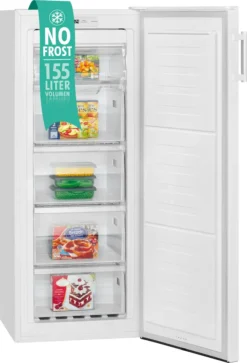 Bomann® Gefrierschrank Nofrost Freistehender 155 Liter Nutzinhalt, Total No Frost - Nie Wieder Abtauen - Schnellgefrierfunktion U. MultiAirflow-System, Türanschlag Wechselbar - GS 7325.1 Weiß