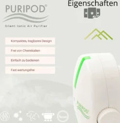 PURIPOD® - Der Lautlose Ionen-Luftreiniger In Minutenschnelle, Hilft Gegen Zigarettenrauch, Haustiergeruch, Essengeruch, Unangenehme Gerüche - Original Aus Der TV-Werbung -Kaufland Verkäufe 5d66a407cf9f59f6d33f906ad60ef845
