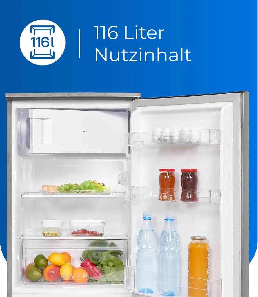 Exquisit Kühlschrank KS15-4-E-040D Inoxlook | 116 L Nutzinhalt | Edelstahloptik 6 Exquisit Kühlschrank KS15-4-E-040D Inoxlook | 116 L Nutzinhalt | Edelstahloptik – Bild 4