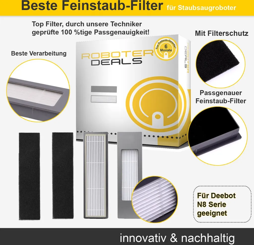 Feinstaub-Filter (2 Stück) Für Ecovacs Deebot N8, N8 Pro, N8 Pro Plus 4 Feinstaub-Filter (2 Stück) Für Ecovacs Deebot N8, N8 Pro, N8 Pro Plus – Bild 2