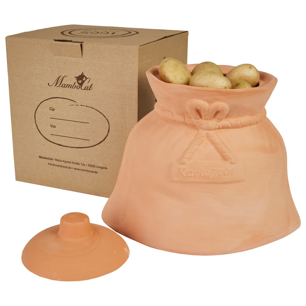 Mambocat Kartoffeltopf Linda Terrakotta Vorrats-Dose Deckel Aufbewahrung Gemüse-Topf Natural 6 Mambocat Kartoffeltopf Linda Terrakotta Vorrats-Dose Deckel Aufbewahrung Gemüse-Topf Natural – Bild 4