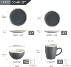 Tafelservice, Vancasso SEESAMI 16-teiliges Kombiservice Aus Steinzeug, Geschirrset Im Modernen Aussehen Für 4 Personen -Kaufland Verkäufe 5fb65af87041cf90ef76c0cbb6657b23