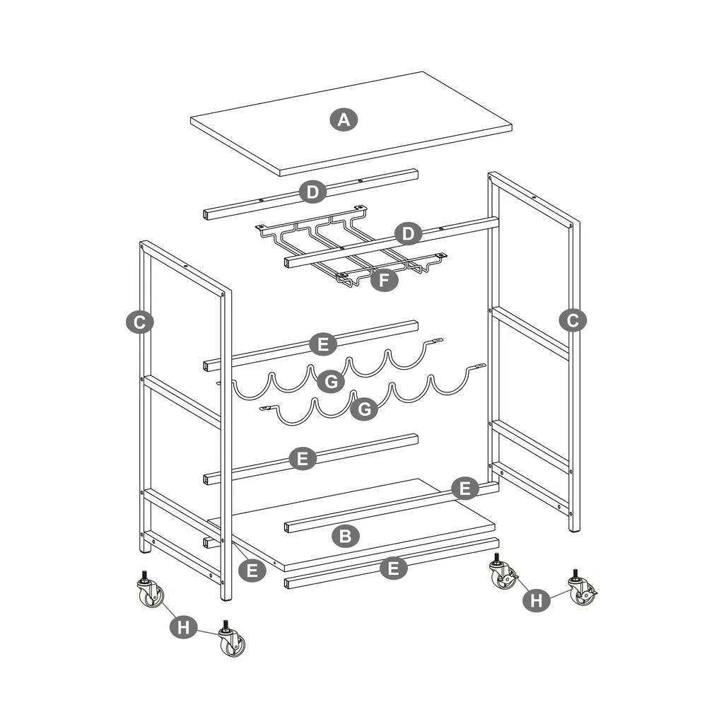 VASAGLE Servierwagen, Küchenwagen Auf Rollen, Mit Ablagen, Glas- Und Flaschenhaltern, 60 X 40 X 75 Cm, Industrie-Design, Vintagebraun-schwarz LRC087B01 10 VASAGLE Servierwagen, Küchenwagen Auf Rollen, Mit Ablagen, Glas- Und Flaschenhaltern, 60 X 40 X 75 Cm, Industrie-Design, Vintagebraun-schwarz LRC087B01 – Bild 8