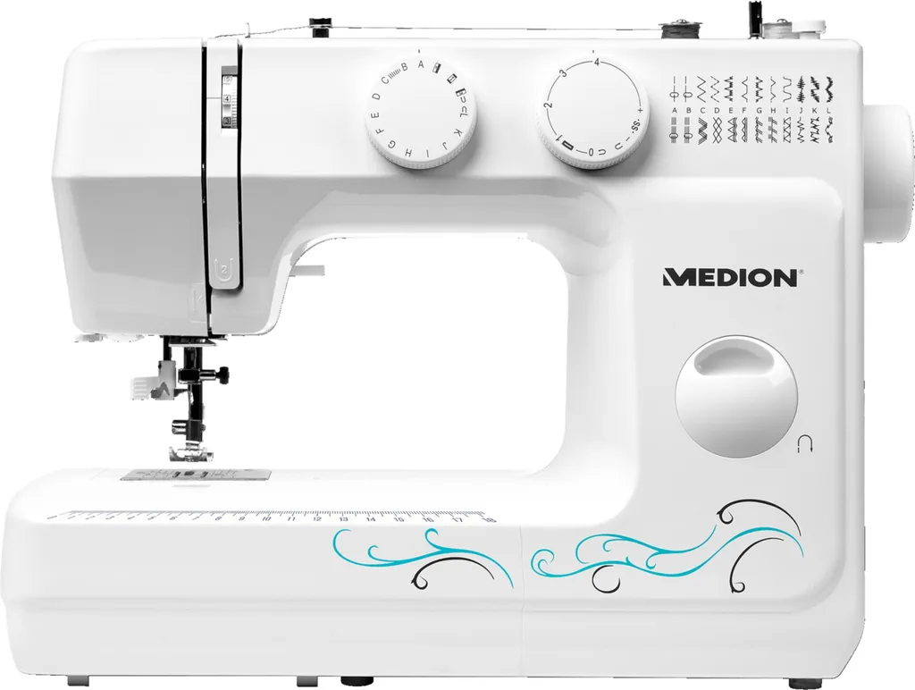 MEDION MD 18205 Freiarmnähmaschine / 60 Versch. Stichmuster/Knopfloch- & Einfädelautomatik/LED-Nählicht, Umfangreiches Zubehör/weiß 3 MEDION MD 18205 Freiarmnähmaschine / 60 Versch. Stichmuster/Knopfloch- & Einfädelautomatik/LED-Nählicht, Umfangreiches Zubehör/weiß