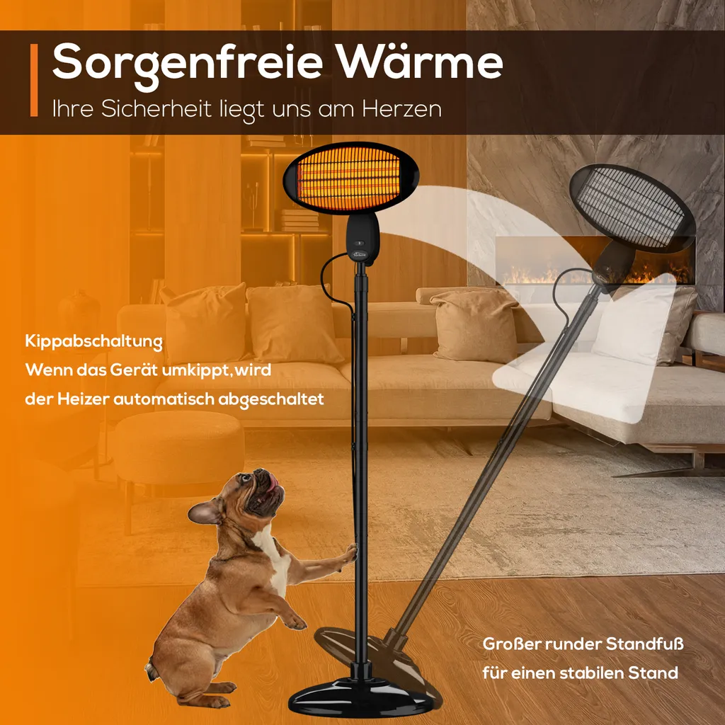 TroniTechnik Quartz-Heizstrahler Mit 3 Stufen, Verstellbarer Teleskopstange Und Kopf 13 TroniTechnik Quartz-Heizstrahler Mit 3 Stufen, Verstellbarer Teleskopstange Und Kopf – Bild 11