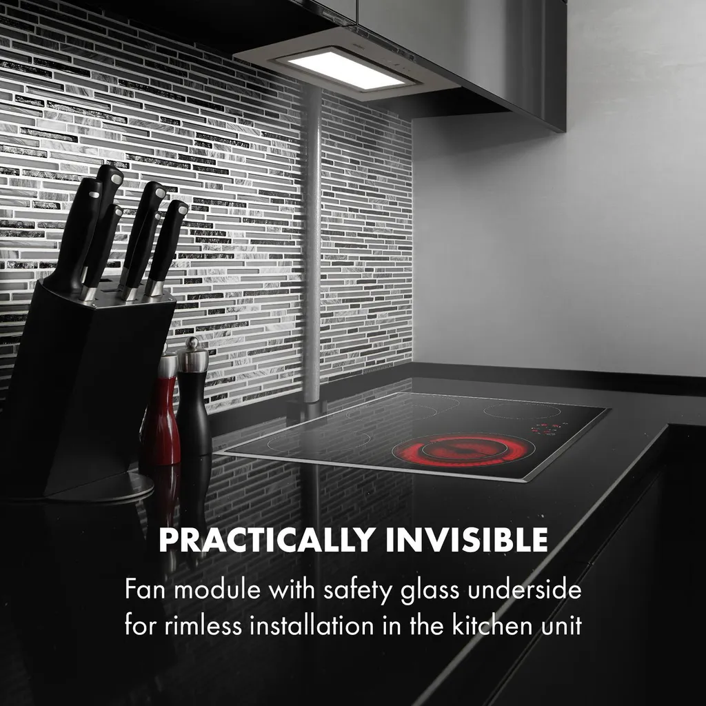 Klarstein Hektor Brilliant Edition Lüfterbaustein ,52 Cm ,max. Abluftleistung 506 M³/h ,EEK: C ,3 Stufen ,Nachlüftungstimer ,LED-Panel: 6500 K ,Touch-Panel ,Dunstabzugshaube ,Einbau-Haube ,Sicherheitsglas ,weiß 5 Klarstein Hektor Brilliant Edition Lüfterbaustein ,52 Cm ,max. Abluftleistung 506 M³/h ,EEK: C ,3 Stufen ,Nachlüftungstimer ,LED-Panel: 6500 K ,Touch-Panel ,Dunstabzugshaube ,Einbau-Haube ,Sicherheitsglas ,weiß – Bild 3