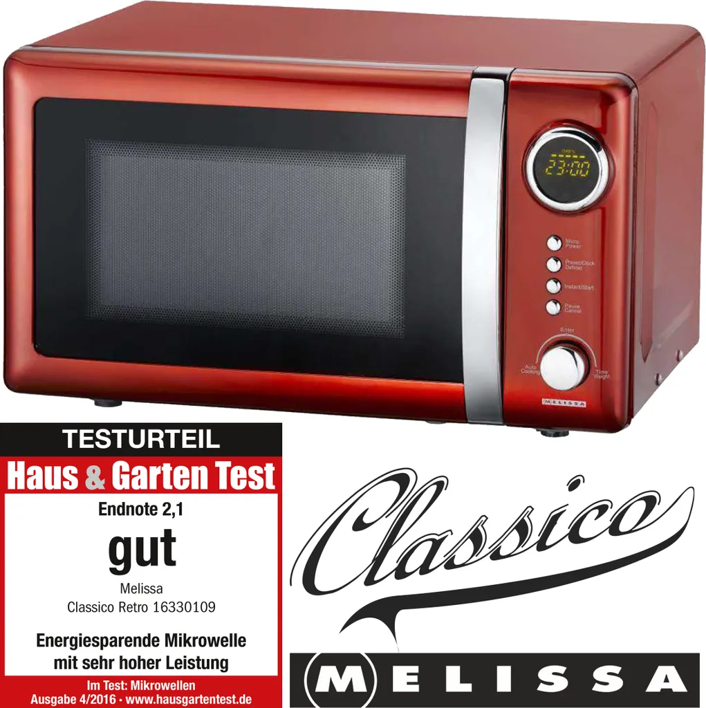 Melissa 16330109 CLASSICO Retro 20 Liter Mikrowelle Rot Metallic 3 Melissa 16330109 CLASSICO Retro 20 Liter Mikrowelle Rot Metallic
