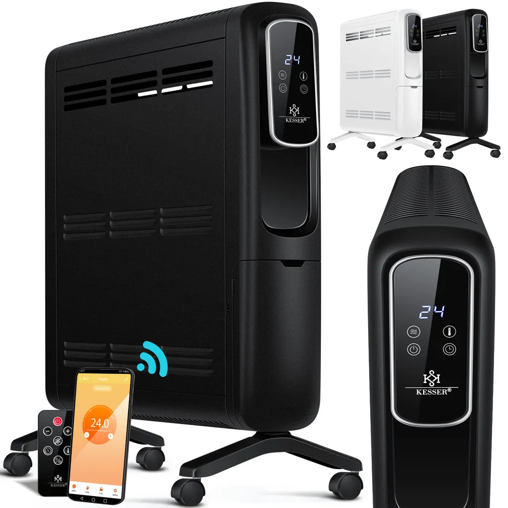KESSER® Konvektor Elektrische Heizung ECO 2500W Heizkörper Elektroheizung Standheizung Energiesparend Display WiFi App & Fernbedienung Touchscreen - Mobil Radiator 24h Timer Thermostat, Farbe:Weiß 4 KESSER® Konvektor Elektrische Heizung ECO 2500W Heizkörper Elektroheizung Standheizung Energiesparend Display WiFi App & Fernbedienung Touchscreen - Mobil Radiator 24h Timer Thermostat, Farbe:Weiß – Bild 2