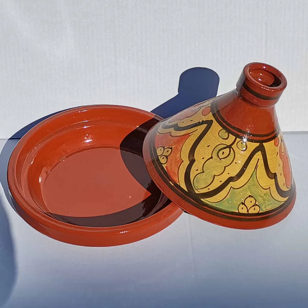 Marokkanische Tajine Doukala 34 Cm Glasiert | Kochen Für 4-6 Personen | Handbemalte Tagine Aus Marokko 5 Marokkanische Tajine Doukala 34 Cm Glasiert | Kochen Für 4-6 Personen | Handbemalte Tagine Aus Marokko – Bild 3