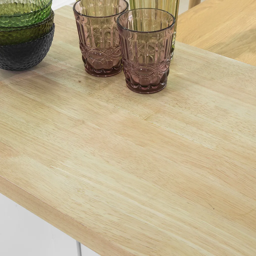 SoBuy FKW75-WN Küchenwagen Servierwagen Beistellwagen Rollwagen Mit 1 Tür Und 3 Regalböden Weiß-Natur BHT Ca.: 60x90x40cm 8 SoBuy FKW75-WN Küchenwagen Servierwagen Beistellwagen Rollwagen Mit 1 Tür Und 3 Regalböden Weiß-Natur BHT Ca.: 60x90x40cm – Bild 6