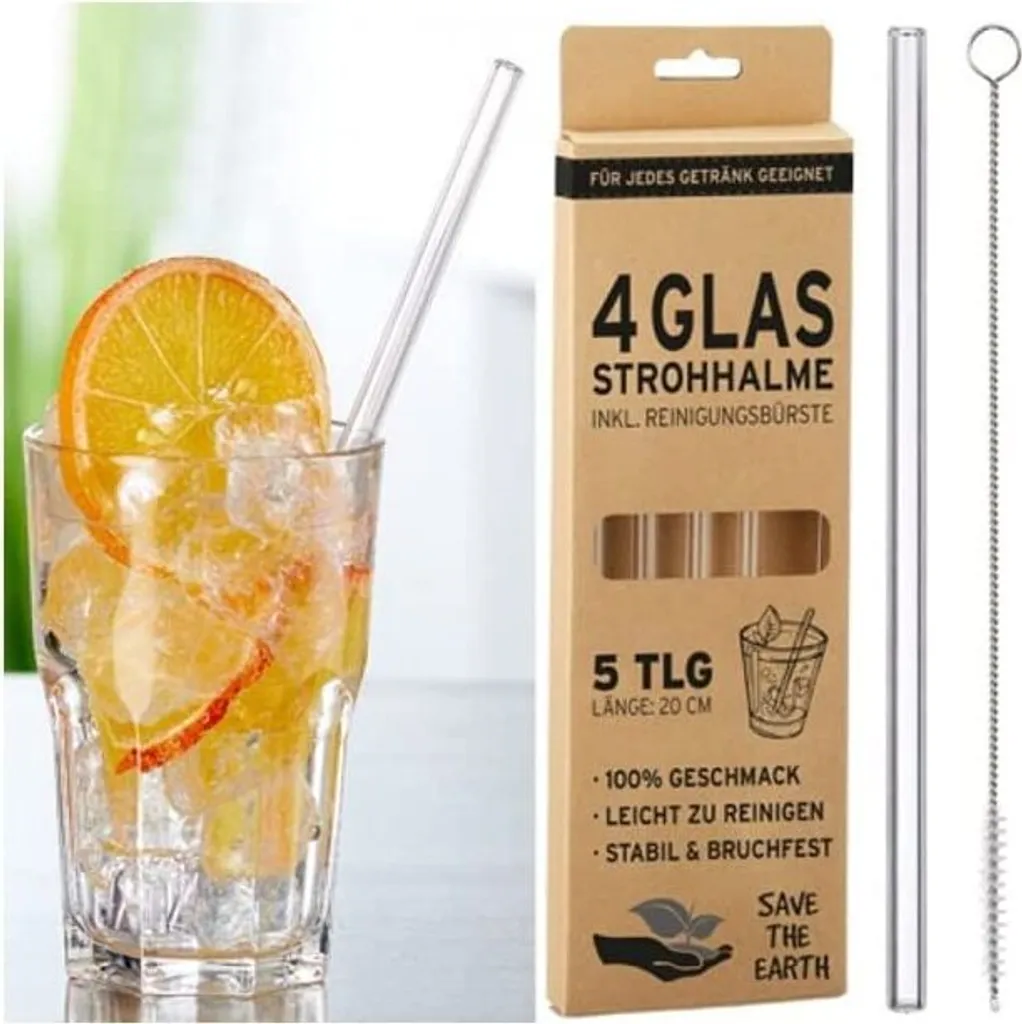 Glasbecher Mit Deckel & Glashalm, 4er Set 440 Ml, Spülmaschinenfest, Trinkglas, Transparent 4 Glasbecher Mit Deckel & Glashalm, 4er Set 440 Ml, Spülmaschinenfest, Trinkglas, Transparent – Bild 2
