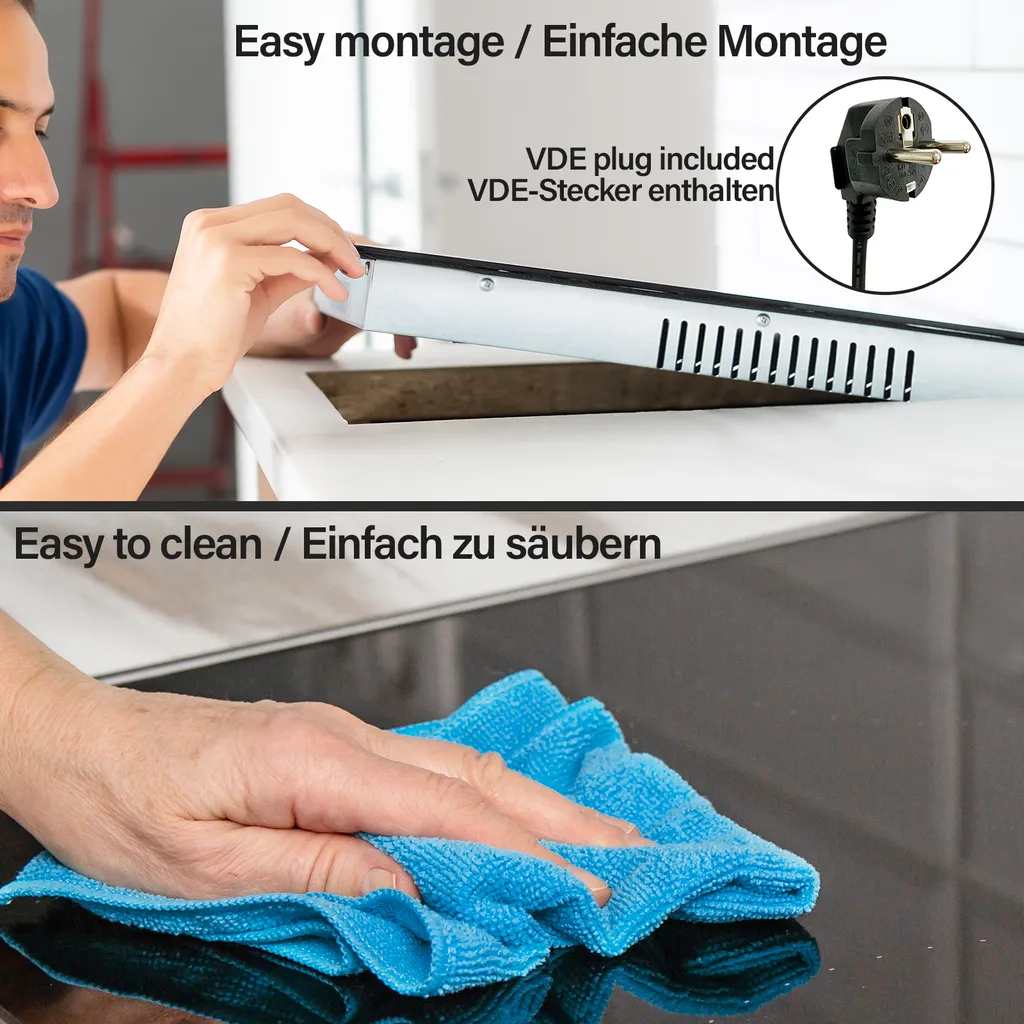 Jago® Glaskeramikkochfeld - Autark, Rahmenlos, 1200/1800 Watt, Für Alle Kochtöpfe, Ø 16/20 Cm, 9 Leistungsstufen, Timer-Automatik, Schwarz - Ceranfeld, Cerankochfeld, Kochfeld, Kochfelder 7 Jago® Glaskeramikkochfeld - Autark, Rahmenlos, 1200/1800 Watt, Für Alle Kochtöpfe, Ø 16/20 Cm, 9 Leistungsstufen, Timer-Automatik, Schwarz - Ceranfeld, Cerankochfeld, Kochfeld, Kochfelder – Bild 5