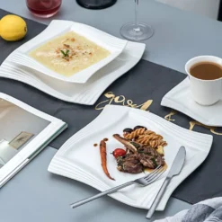 MALACASA, Serie Amparo, Porzellan Tafelservice 24 Tlg. Kombiservice 12 Speiseteller Und 12 Suppenteller Für 12 Personen -Kaufland Verkäufe 637584938fbf7fa968d205072c53eb55