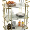 COSTWAY Küchenwagen Mit Universalrädern, Servierwagen 3 Ablagen, Marmor-Optik Barwagen Modern, Mobiler Rollwagen, Haushaltswagen Metallrahmen, Mehrzweckwagen Für Haus, Restaurant, Allzweckwagen Golden -Kaufland Verkäufe 637951062f0656d562b4be7331a2e0d9