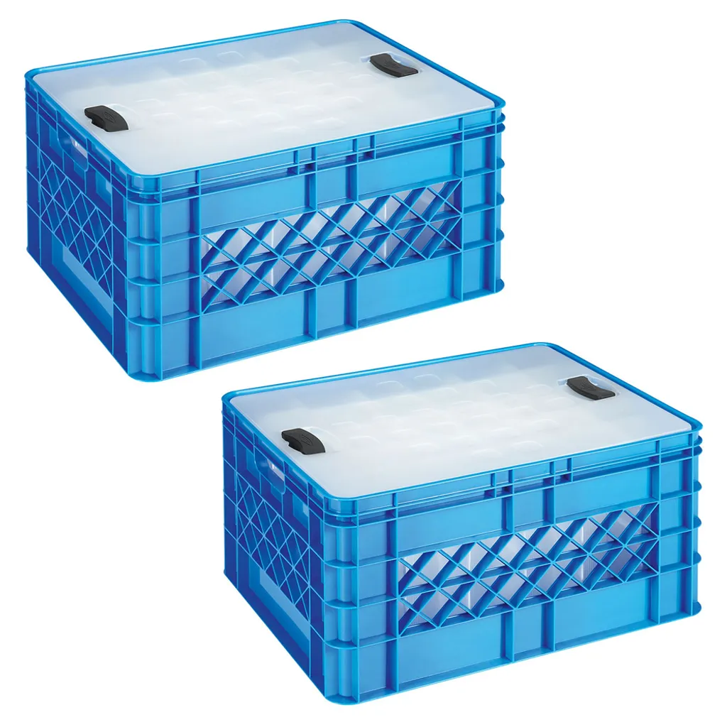 2 Gläserkasten Inkl. Deckel + Clipverschluss, LxBxH 500x400x260 Mm, 60 Fächer, Blau 3 2 Gläserkasten Inkl. Deckel + Clipverschluss, LxBxH 500x400x260 Mm, 60 Fächer, Blau