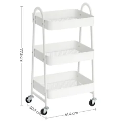 Songmics Rollwagen Mit 3 Ebenen, Servierwagen Aus Metall, Küchenwagen, Küchenregal Mit Griffen, 2 Bremsen, Einfacher Aufbau, Für Malutensilien, Schlafzimmer, Waschküche -Kaufland Verkäufe 6512fb1fbc435e29061698e2b2151bf7