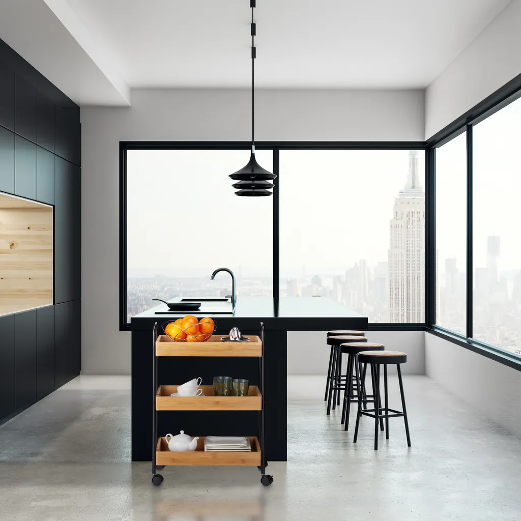 Relaxdays Servierwagen Bambus 4 Relaxdays Servierwagen Bambus – Bild 2