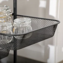 HOMCOM Rollwagen, Küchenwagen Mit 4 Körben, Aufbewahrungsregal Mit Rollen, Haushaltregal, Servierwagen Für Schlafzimmer, Wohnzimmer, Stahl, Schwarz, 41,5 X 31 X 66 Cm -Kaufland Verkäufe 67adf62c055d84e541be240c64d209bc