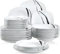 VEWEET, Tafelservice 'Teresa' Aus Porzellan, 36-teilig Geschirrset, Kombiservice Mit Dessertteller, Speiseteller Und Suppenteller