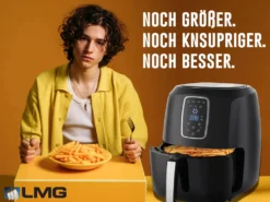 LMG Heißluftfritteuse XXL Premium 5.2L - Airfryer Mit Touch-Bedienfeld, Neueste Technik, 100% Knusprig, Ohne Fett – Backen, Frittieren, Grillen, Rösten - Spülmaschinenfest - Extrem Leise Anwendung -Kaufland Verkäufe 694a680d58da7195d02f9749ccb8ccc1