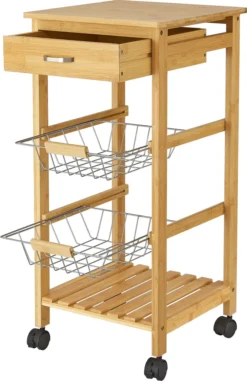 Bambus Küchenwagen Stenungsund 76 X 36 X 36 Cm Servierwagen Mit Schublade Und Ablage Allzweckregal Rollwagen Mit Metallkörben Küchenregal -Kaufland Verkäufe 6a7caf12a4f896b972e7e6361cca484c