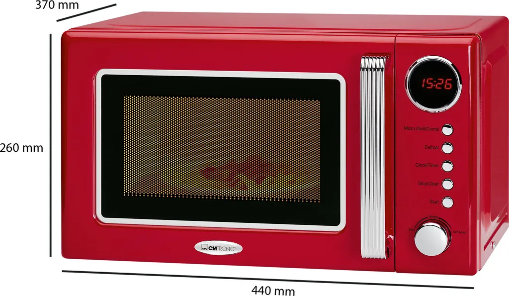 Clatronic MWG 790 2in1 Mikrowelle Retro-Design, 700 W Mikrowellenleistung, 1000 W Grillleistung, 20 L Garraum, Timerfunktion, Kindersicherung 4 Clatronic MWG 790 2in1 Mikrowelle Retro-Design, 700 W Mikrowellenleistung, 1000 W Grillleistung, 20 L Garraum, Timerfunktion, Kindersicherung – Bild 2