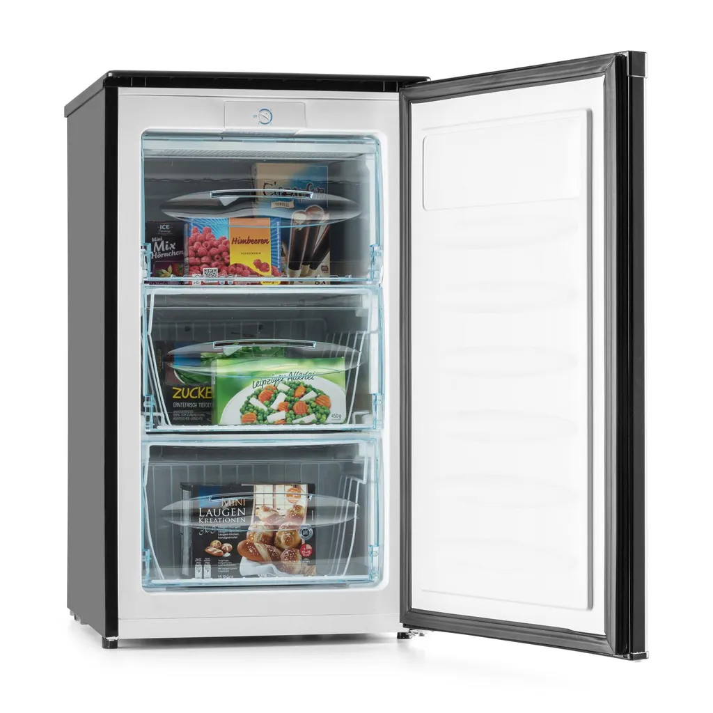 Klarstein Garfield XL 4-Sterne Gefrierschrank (75 Liter, 80 Watt, 39 Db Leise, 3 Ebenen, Energie- Und Platzsparend, Freistehend, Inkl. Eiswürfelform Und Eiskratzer) Schwarz 4 Klarstein Garfield XL 4-Sterne Gefrierschrank (75 Liter, 80 Watt, 39 Db Leise, 3 Ebenen, Energie- Und Platzsparend, Freistehend, Inkl. Eiswürfelform Und Eiskratzer) Schwarz – Bild 2