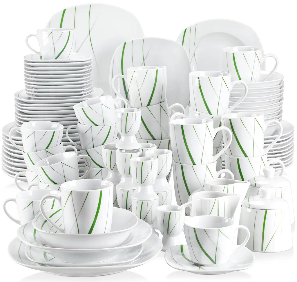 VEWEET Porzellan Tafelservice 'Aviva' 100-teilig Set, Kombiservice Mit Dessertteller, Speiseteller, Suppenteller, Müslischalen, Kaffeebecher, Kaffeetassen Set, Eierbecher, Milch- Und Zuckerset 3 VEWEET Porzellan Tafelservice 'Aviva' 100-teilig Set, Kombiservice Mit Dessertteller, Speiseteller, Suppenteller, Müslischalen, Kaffeebecher, Kaffeetassen Set, Eierbecher, Milch- Und Zuckerset