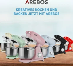 AREBOS Retro Küchenmaschine 1800W, Knetmaschine Mit 6L Edelstahl-Rührschüssel, Geräuscharm, 6 Geschwindigkeiten, Rosa -Kaufland Verkäufe 6e7b48674206c2184a1ba1474de3a6c4