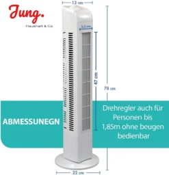 JUNG TVE21 Ventilator 76cm Weiss - Leise Turm-lüfter Lautstärke Max 48dbA, Turmventilator ENERGIESPAREND 0,05 KW/h,3 Stufen,75° Oszillierend Drehend [Energieklasse A+] -Kaufland Verkäufe 6f2cd49fce45e66658f5da1e0a59178e