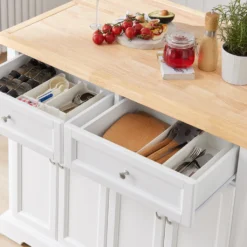 SoBuy FKW71-WN Kücheninsel Küchenwagen Mit Erweiterbarer Arbeitsplatte Küchenschrank Servierwagen Holz Weiß BHT Ca.: 115x92x46-71cm -Kaufland Verkäufe 6f7aa00851689c0121418f8dbb6830b4