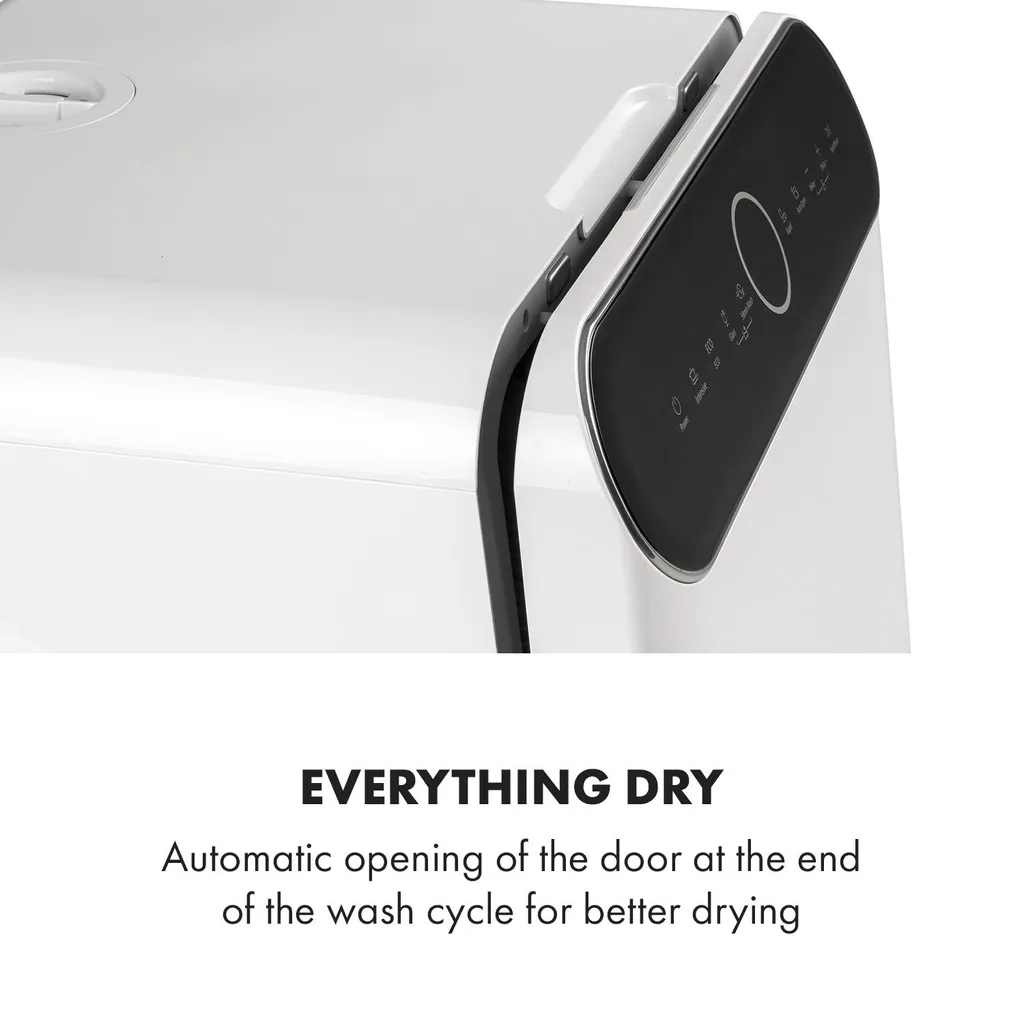 Klarstein Oceana Mini-Tischgeschirrspüler , 125 KWh/Jahr , 2 Maßgedecke , Freistehend , Installationsfrei , 360° Wäsche , 6 Programme , Touch Control , Wasserverbrauch: 6 Liter , 58 DB , Spülmaschine , Geschirrspülmaschine , Weiß 9 Klarstein Oceana Mini-Tischgeschirrspüler , 125 KWh/Jahr , 2 Maßgedecke , Freistehend , Installationsfrei , 360° Wäsche , 6 Programme , Touch Control , Wasserverbrauch: 6 Liter , 58 DB , Spülmaschine , Geschirrspülmaschine , Weiß – Bild 7