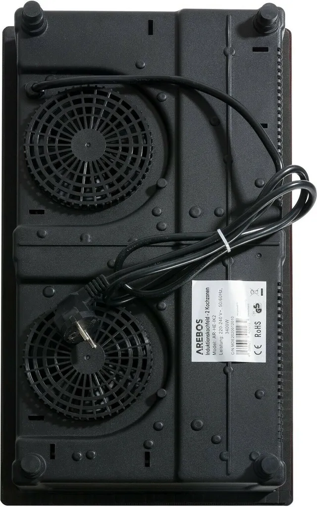 AREBOS Induktionskochfeld, 3000W, 2 Kochfelder, 30 Cm, Autark, Mit Sensor Touch, Timer 8 AREBOS Induktionskochfeld, 3000W, 2 Kochfelder, 30 Cm, Autark, Mit Sensor Touch, Timer – Bild 6