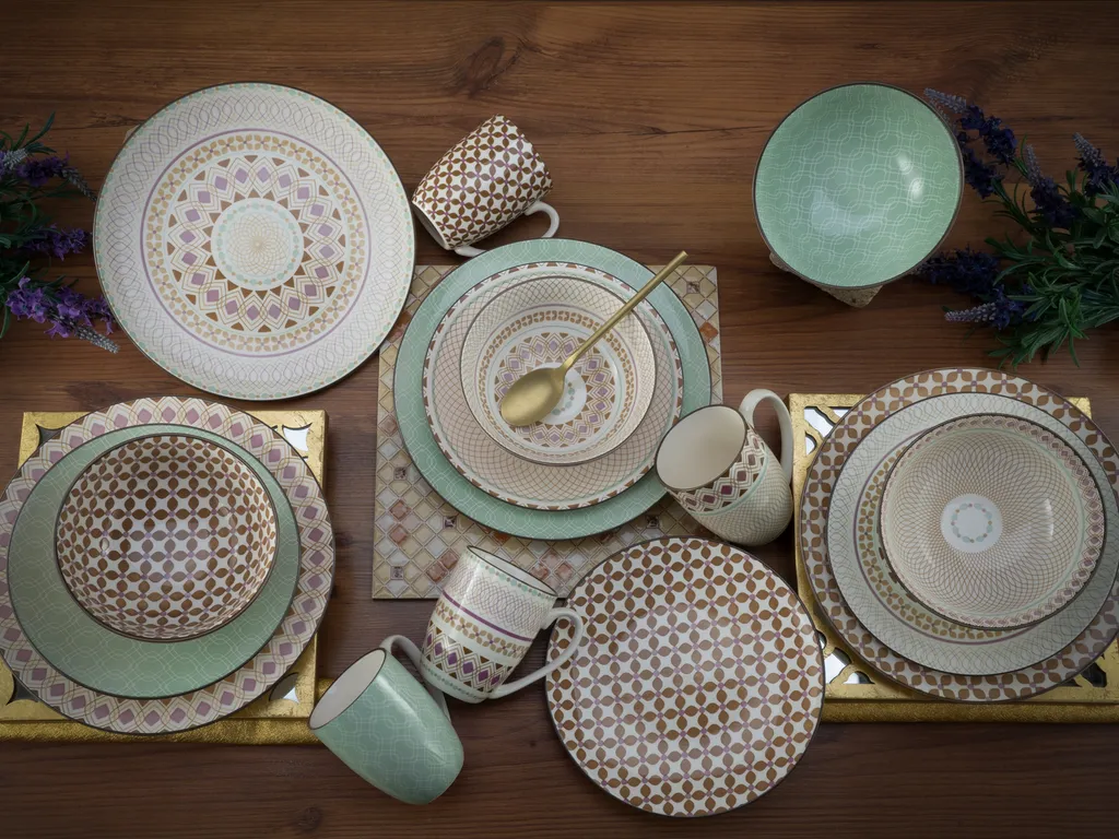 CreaTable 20310 Kombiservice Mandala Für 4 Personen, Steinzeug, Mehrfarbig (1 Set, 16-teilig) 6 CreaTable 20310 Kombiservice Mandala Für 4 Personen, Steinzeug, Mehrfarbig (1 Set, 16-teilig) – Bild 4