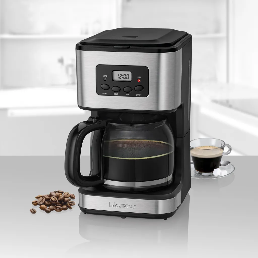 Clatronic KA 3642 Kaffeefiltermaschine Für 12-14 Tassen 1,5 L, Programmierbare 24-Stunden LCD-Digital-Zeitschaltuhr, Edelstahlfront 4 Clatronic KA 3642 Kaffeefiltermaschine Für 12-14 Tassen 1,5 L, Programmierbare 24-Stunden LCD-Digital-Zeitschaltuhr, Edelstahlfront – Bild 2