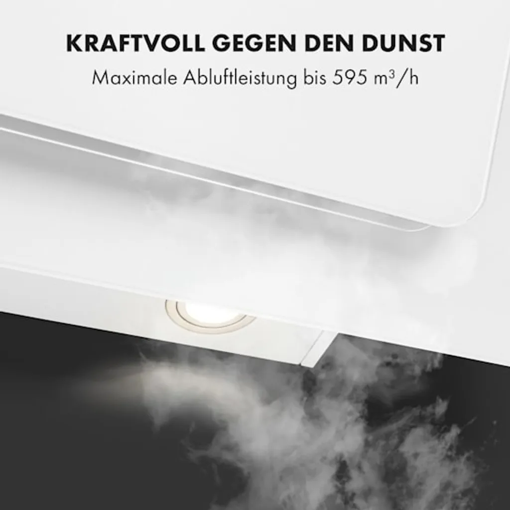 Klarstein Helena 90 Kopffreihaube , 90 Cm, Umluft & Abluft , LED-Beleuchtung, Weiß 7 Klarstein Helena 90 Kopffreihaube , 90 Cm, Umluft & Abluft , LED-Beleuchtung, Weiß – Bild 5