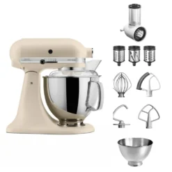 KitchenAid 4,8 L 5KSM175 Artisan Küchenmaschine Beginnerset Mit Gemüseschneider, Farbe:Honey