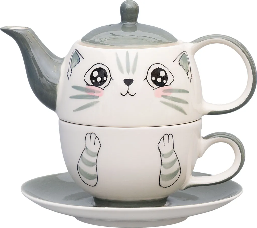 Tea For One / Teeset / Teeservice Sweet-Line Cat Face, Teekanne 400ml Mit Teetasse 200ml, Keramik 3 Tea For One / Teeset / Teeservice Sweet-Line Cat Face, Teekanne 400ml Mit Teetasse 200ml, Keramik
