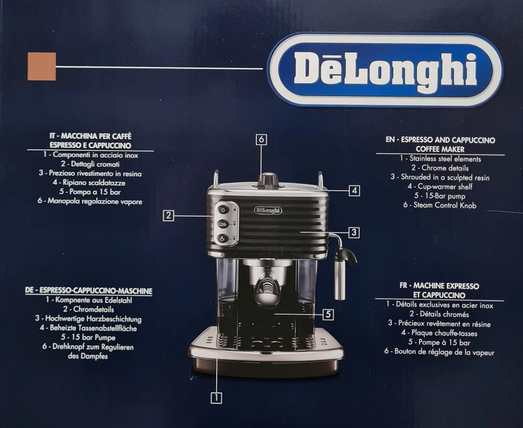 De'Longhi DeLonghi ECZ351BK Scultura Espressomaschine Siebträger Schwarz 6 De'Longhi DeLonghi ECZ351BK Scultura Espressomaschine Siebträger Schwarz – Bild 4