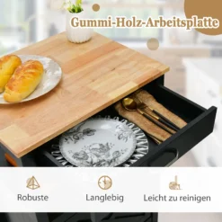 COSTWAY Kleiner Küchenwagen Auf Rollen, Servierwagen Mit Schrank & Schublade Und 3 Haken, Arbeitsplatte Aus Holz, Rollwagen Kücheninsel, Küchentrolley Im Landhausstil (Schwarz) 12 COSTWAY Kleiner Küchenwagen Auf Rollen, Servierwagen Mit Schrank & Schublade Und 3 Haken, Arbeitsplatte Aus Holz, Rollwagen Kücheninsel, Küchentrolley Im Landhausstil (Schwarz) -Kaufland Verkäufe 744cf20d3519fa8f0d5e6166bce2d108