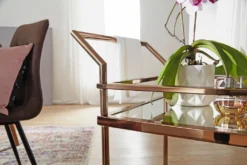 WOHNLING Design Servierwagen Dunkles Gold 2 Ebenen Mit Bremsen | Beistelltisch Auf Rollen | Speisewagen Mit Glasplatte | Küchenwagen | Teewagen -Kaufland Verkäufe 74785294259905bb280f693d8c8e3772