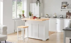 SoBuy FKW71-WN Kücheninsel Küchenwagen Mit Erweiterbarer Arbeitsplatte Küchenschrank Servierwagen Holz Weiß BHT Ca.: 115x92x46-71cm -Kaufland Verkäufe 7490c484f0d29f2db14146302b6bc519